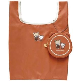 【小禮堂】拉拉熊 折疊環保購物袋 - 棕咖啡師款(平輸品)