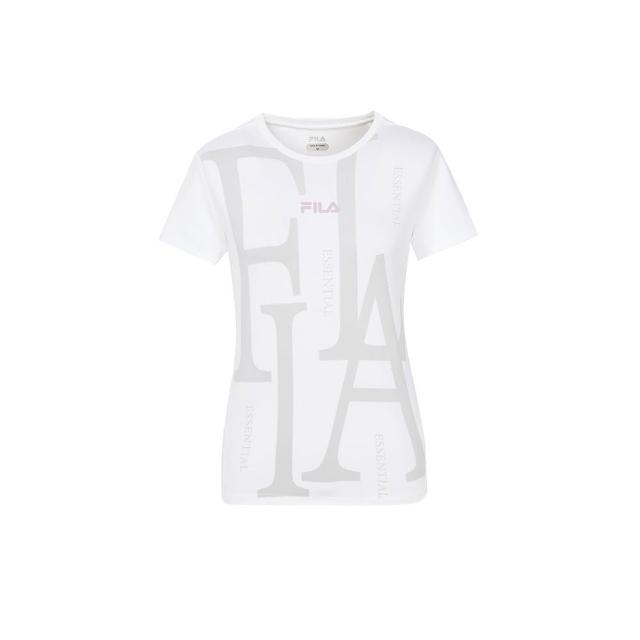 【FILA官方直營】女LYCRA彈性圓領T恤 機能T恤-白(5TEY-1605-WT)