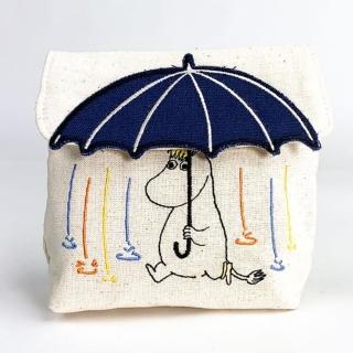 【小禮堂】Moomin 帆布化妝包 - 雨傘款(平輸品)