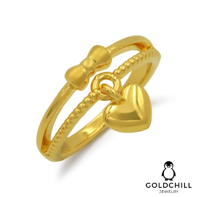 【GOLDCHILL JEWELRY】黃金戒指 愛心蝴蝶珠珠 6D工藝(0.41錢±0.03)