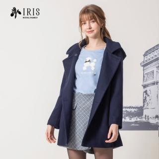 【IRIS 艾莉詩】午夜藍連帽羊毛大衣(36704)