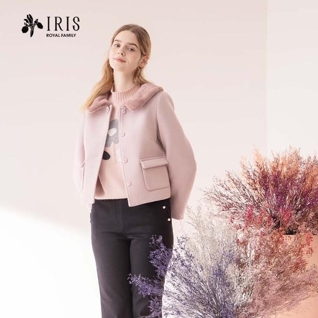 【IRIS 艾莉詩】毛絨領立體口袋羊毛外套-2色(36518)