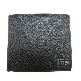 【TIGI】短夾專櫃男仕短型皮夾100%進口牛皮革材質標準尺寸固定型證件夾二折型主袋