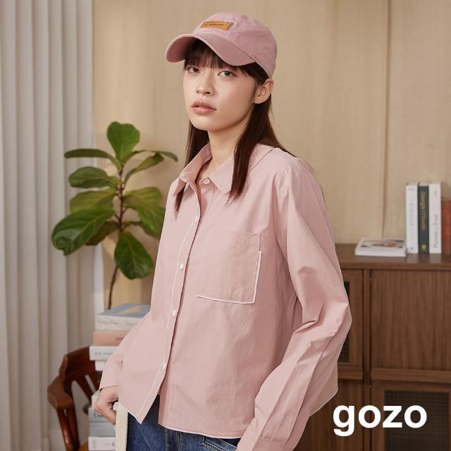 【gozo】配色滾邊造型短版襯衫(兩色)