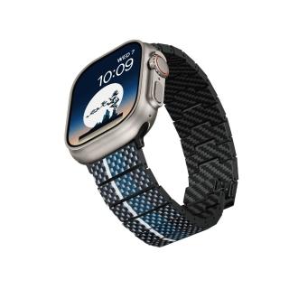 【PITAKA】AppleWatch 全尺寸共用浮織碳纖維磁扣商務錶帶風花雪月(41/42/44/45/49mm)