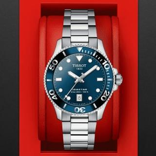 【TISSOT 天梭 官方授權】SEASTAR 海洋之星 時尚個性300米潛水腕錶 禮物推薦 畢業禮物(T1202101104100)