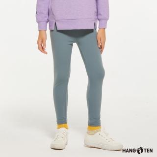 【Hang Ten】女童-恆溫多功能-TIGHT FIT吸濕快乾彈性素面反光印花鬆緊腰頭針織長褲(軍綠)