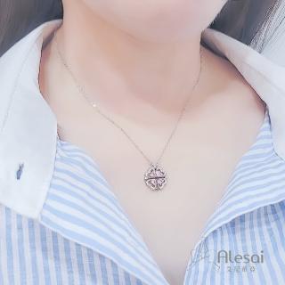 【Alesai 艾尼希亞】925純銀 粉紅色鋯石項鍊(愛心項鍊 二種變化配戴款)