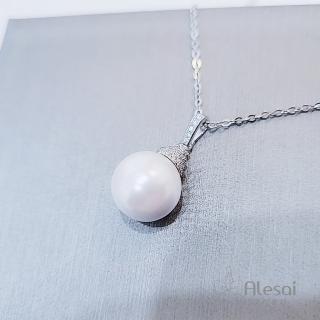 【Alesai 艾尼希亞】925純銀 貝珠項鍊(鋯石項鍊)
