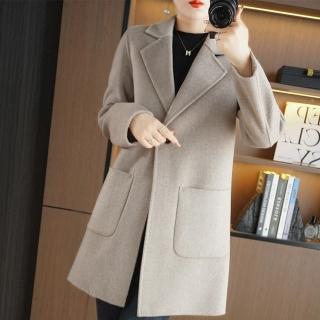 【巴黎精品】羊毛大衣毛呢外套(中長款西裝修身顯瘦女外套6色a1dg62)