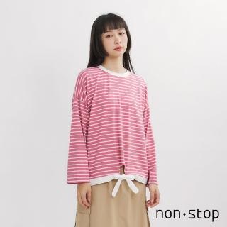 【non-stop】休閒綁帶條紋T恤-2色