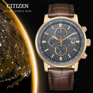 【CITIZEN 星辰】Chronograph系列 亞洲限定 光動能計時腕錶 43mm(CA0843-11H)