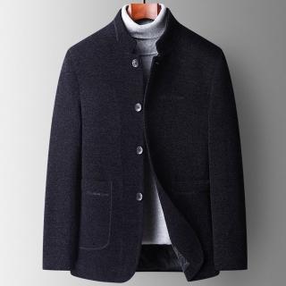 【米蘭精品】舖棉外套休閒夾克(雪尼爾立領抗皺修身男外套2色74gr66)