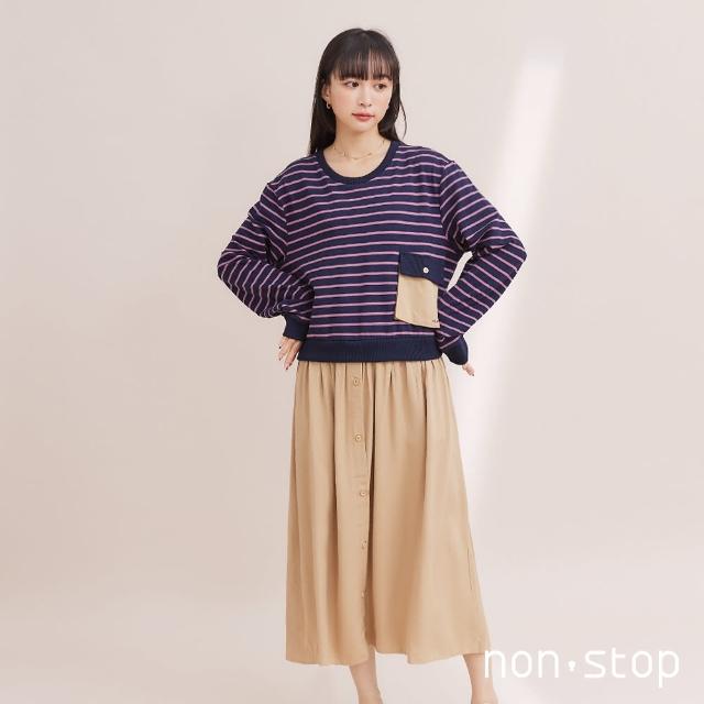 【non-stop】休閒條紋袋飾洋裝-2色