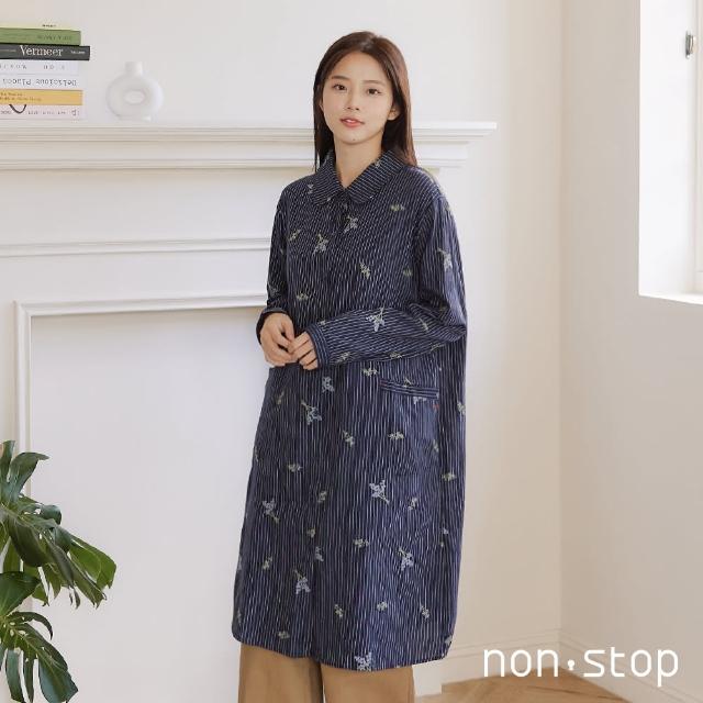 【non-stop】秋氛花卉刺繡襯衫式洋裝-1色
