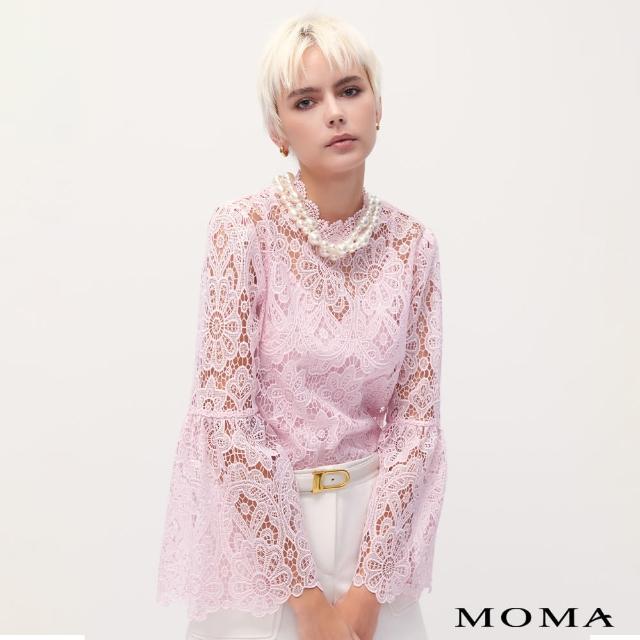 【MOMA】氣質蕾絲鬱金香袖上衣(粉色)