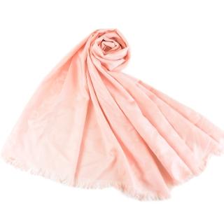 【COACH】大C LOGO蠶絲羊毛薄圍巾-粉色