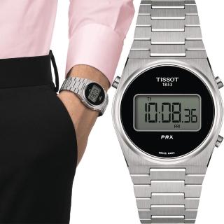 【TISSOT 天梭】官方授權 PRX Digital 電子錶手錶-35mm 送行動電源(T1372631105000)