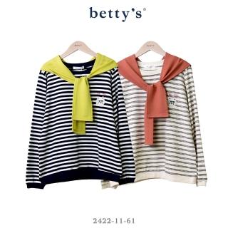 【betty’s 貝蒂思】兩件式針織披肩貓咪刺繡T-shirt(共二色)