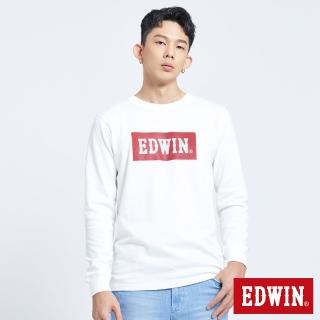 【EDWIN】男裝 經典仿繡大LOGO BOX長袖T恤(白色)