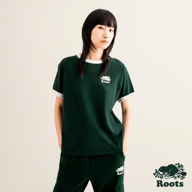 【Roots】Roots 女裝- COOPER滾邊短袖T恤(深綠色)
