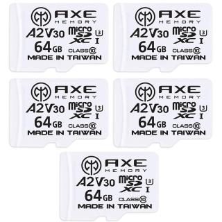【AXE MEMORY】MicroSDXC 64GBX5入 A2 V30/ UHS-I U3 4K-附轉卡 記憶卡(日本原廠直營)