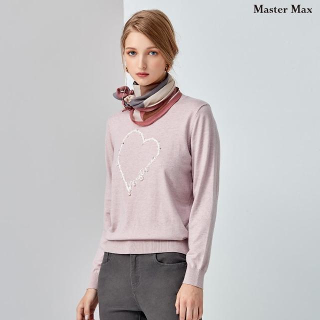 【Master Max】毛衣勾勒愛心圖案長袖針織上衣(8228047)