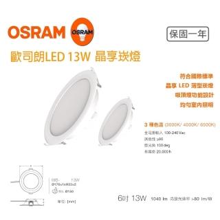 【Osram 歐司朗】晶享 LED薄型 崁燈 4入一組(13W 15CM)