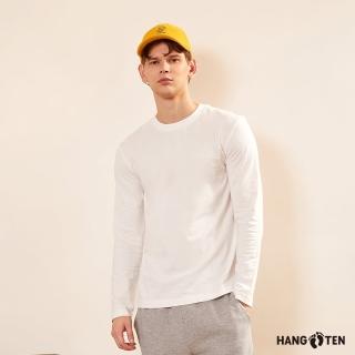 【Hang Ten】男裝-韓國同步款-立領純棉長袖T恤(米白)