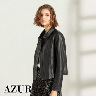 【AZUR】經典小羊皮時尚騎士短版皮衣