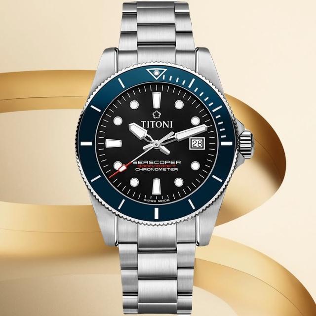 【TITONI 梅花錶】海洋探索 SEASCOPER 300 陶瓷錶圈 瑞士天文台官方認證 潛水機械腕錶(83300S-BE-706)