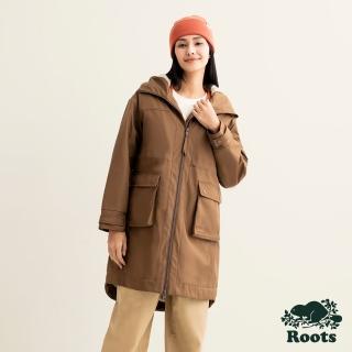 【Roots】Roots女裝-都會探索系列 連帽長版外套(棕色)