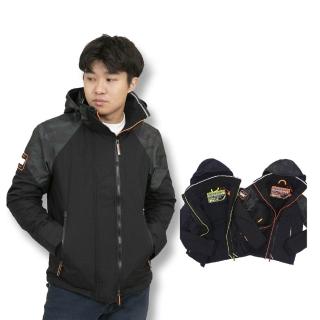 【Superdry】極度乾燥 拼接 防風衣 抓絨 連帽 暗袋 男款 雙拉鍊 外套 雙拉鍊(防風外套 防風外套)