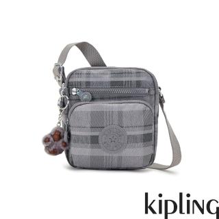 【KIPLING官方旗艦館】輕灰蘇格蘭紋多袋小巧斜背包-RON