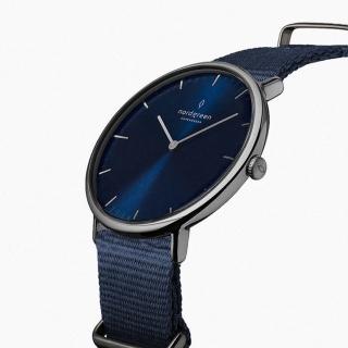 【Nordgreen】ND手錶 Native 本真 36mm 深空灰殼×藍面 北歐藍尼龍錶帶(NR36GMNYNANA)