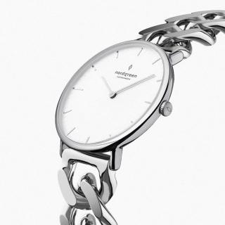 【Nordgreen】ND手錶 Native 本真 32mm 月光銀殼×白面 月光銀鏈條錶帶 手鍊式錶帶(NR32SICHSIXX)