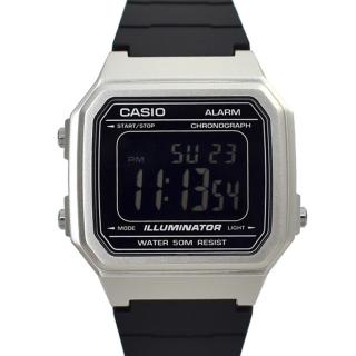 【CASIO 卡西歐】CASIO手錶 復古金屬方型電子膠錶(W-217HM-7BVDF)