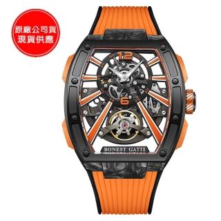 【BONEST GATTI】寶加地-芯橋魅影碳纖機械錶(橙光橘)