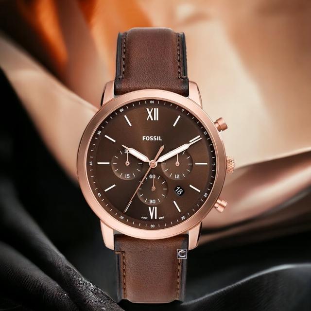 【FOSSIL】Neutra 新雅仕棕色復古三眼手錶(FS6026/44MM)