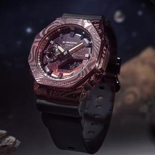 【CASIO 卡西歐】G-SHOCK 紫色閃爍銀河之旅 金屬錶殼八角形雙顯錶-黑紫(GM-2100MWG-1A)
