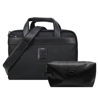 【LONGCHAMP】BOXFORD系列帆布兩用旅行袋(附盥洗包/黑)