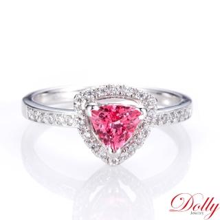 【DOLLY】0.50克拉 無燒霓虹尖晶石18K金鑽石戒指(002)