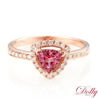 【DOLLY】0.50克拉 無燒霓虹尖晶石18K玫瑰金鑽石戒指(003)
