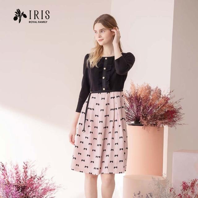 【IRIS 艾莉詩】蝴蝶結荷葉蕾絲連衣裙-2色(36691)