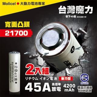 【台灣Molicel】21700高倍率動力型鋰電池4200mAh 凸頭2入(台灣BSMI認證)
