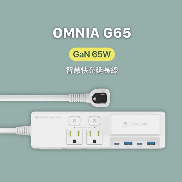 【ADAM 亞果元素】OMNIA G65 GaN 65W 智慧快充延長線(三年保固)