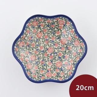 【波蘭陶】花形深盤 20cm 波蘭手工製(綠野玫瑰系列)