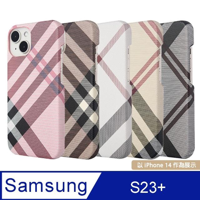 【Aguchi 亞古奇】Samsung Galaxy S23+ 英倫格紋氣質背蓋手機殼/保護殼(獨家限量發行)