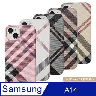 【Aguchi 亞古奇】Samsung Galaxy A14 英倫格紋氣質背蓋手機殼/保護殼(獨家限量發行)