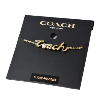 【COACH】晶鑽草寫COACH可調式手鍊-金色